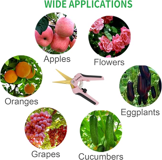 12 Packs Pruning Shears with Curved Blades, Garden Trimming Scissors, Gardening Hand Pruning Snips Titanium Coated Precision Bonsai Pruning Shears, Efficient Flower Cutters (Pink)