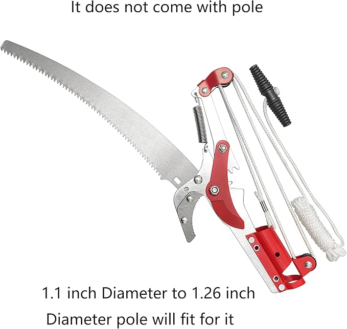 Sharp Garden Tree Pruning Saw and Pruner Head,Yenghome Tree Pruner Fruit Picker Harvester Pole Saw Tree Trimming Clipper Tool (Without Pole)