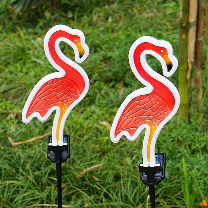 SunKite Flamingo Solar Stake Lights Outdoor,Waterproof Solar Neon Lights for Garden,Yard, Lawn,Pathway,Patio,Backyard (2 Pack)