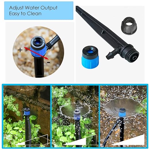 50Pcs Drip Irrigation Emitters with Lock, Adjustable 360 Degree Water Flow Irrigation Drippers for 1/4" Drip Irrigation Tubing, Micro Spray Drip System Parts for Garden Irrigation System