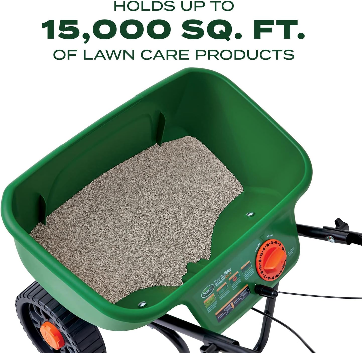 Scotts Turf Builder EdgeGuard DLX Broadcast Spreader for Seed, Fertilizer, Salt, Ice Melt, Holds up to 15,000 sq.ft. Product