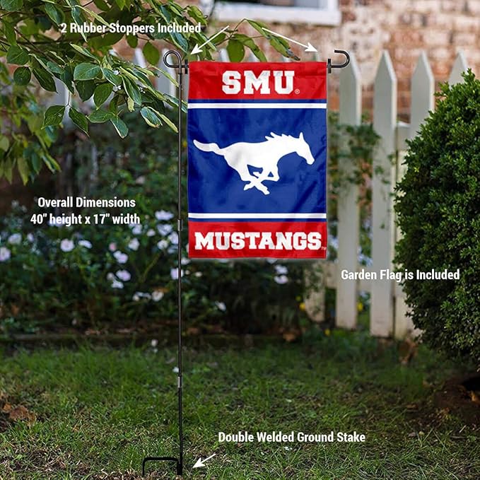 College Flags & Banners Co. Southern Methodist Mustangs Garden Flag with Stand Holder