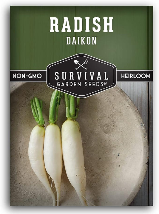 Survival Garden Seeds - Daikon Radish Seed for Planting - 1 Packet with Instructions to Plant and Grow Japanese Radish Vegetables in Your Vegetable Garden - Non-GMO Heirloom Variety