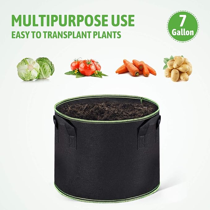 Delxo 20-Pack 7 Gallon Heavy Duty Aeration Thickened Nonwoven Fabric Pots Plant Grow Bags with Handles