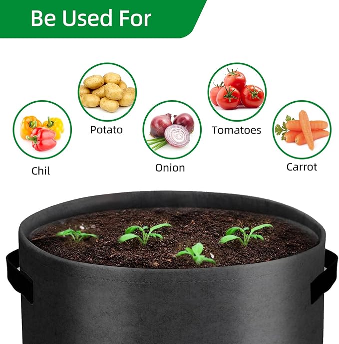 6 Pack Potato Grow Bags 10 Gallon with Flap and Handle, Planter Pots Thick Fabric Garden Containers for Tomato, Vegetable and Fruits