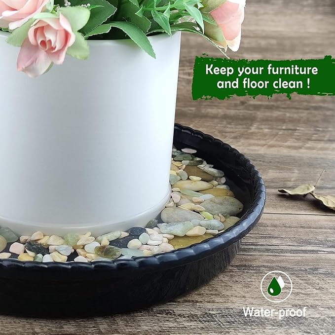 9 Packs Plant Saucers (8 inch /10 inch /12 inch) inch Plastic Plant Trays Thicker Sturdier Plant Pot Saucers Stronger Flower Pot Tray for Indoor Outdoor-Black