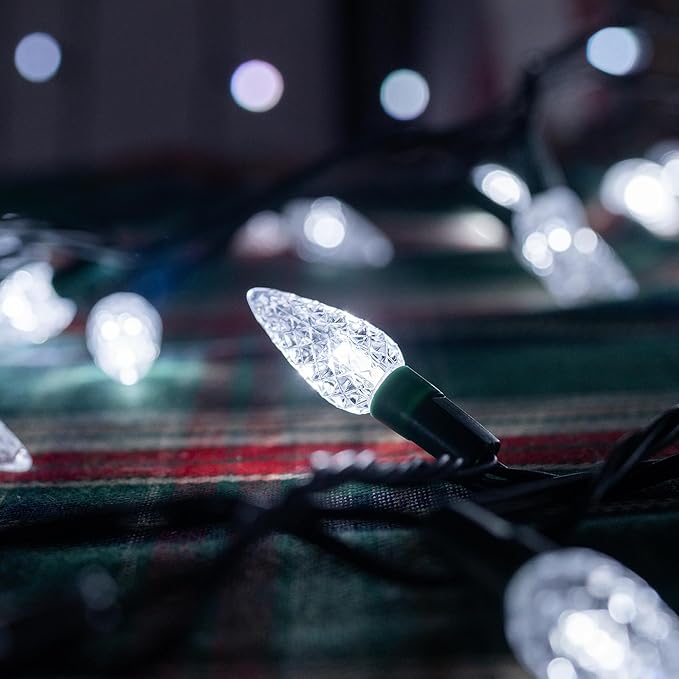 Dazzle Bright C6 Christmas String Lights, 200 LED 66 FT Waterproof Connectable String Lights with Timer, 8 Modes Christmas Lights for Indoor Outdoor Home Garden Yard Xmas Tree Decoration (White)