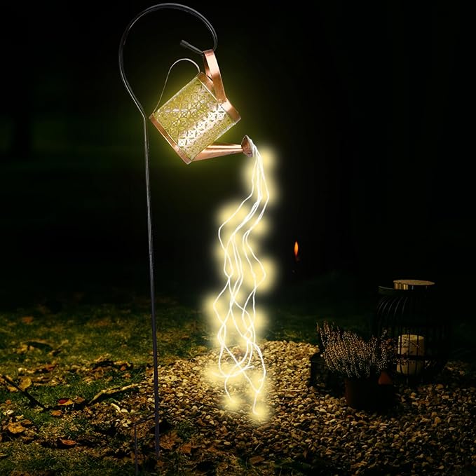 SteadyDoggie Solar Outdoor Garden Lights - Waterproof Metal Shower Lights with Flameless LED Lanterns - Decorative Solar Yard Decorations for Pathways, Patio, and Garden, 6.4x8.6 Inch