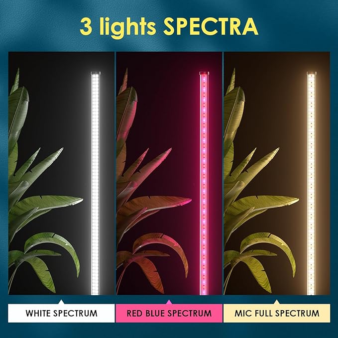 2 Pack Grow Lights for Indoor Plants, 6000K 243 LEDs Light for Seed Starting with Full Spectrum, 45in Height Standing Plant Light, 3 Switch Modes for Wide Area Coverage in Indoor Plants