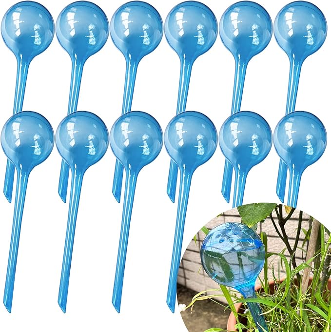 MOONSOUND Large 12pcs Self Watering Plant Stakes, Plastic Plant Watering Devices to Help Automate The Watering for Plants, Plant Waterer Self Watering Bulbs for Garden Home Plants