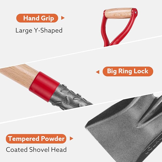 Heavy Duty Transfer Shovel Multifunctional Shovel Square Shovel Flat Shovel for Gardening Edging Cleaning, 43 inches