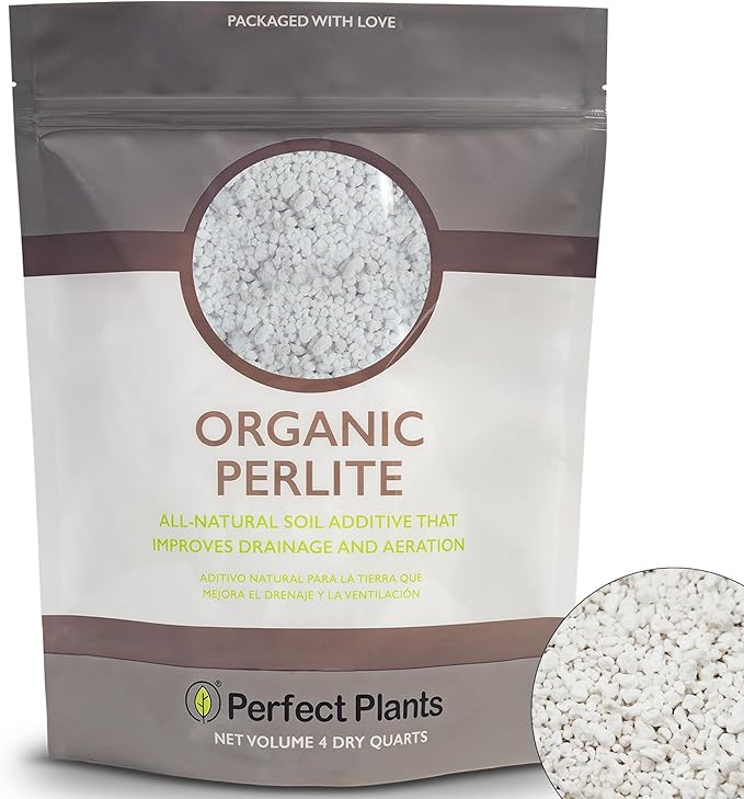 Organic Perlite by Perfect Plants — 4qts. Natural Soil Additive for Indoor & Outdoor Container Plants — Enhanced Drainage for Optimal Growth