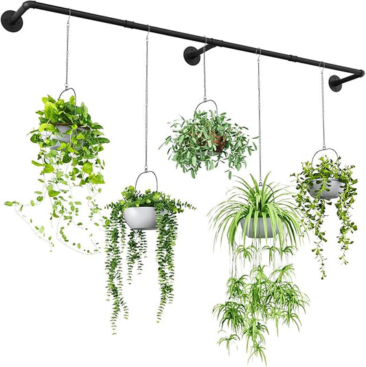 Bamworld Plant Hanger Indoor 70in Hanging Planters Rod Hanging Plant Holder for Window Plant Shelves Metal Rod，Pots Not Included