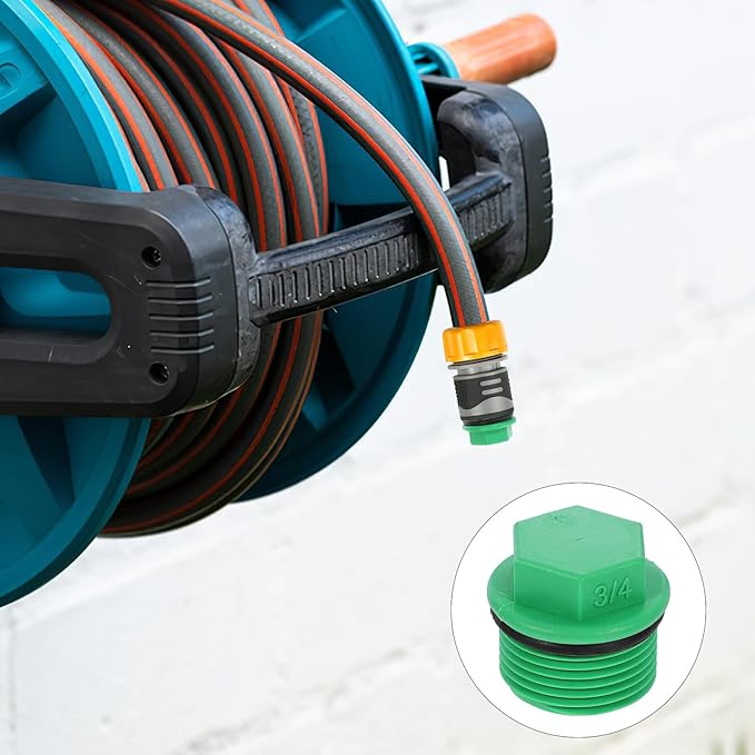 Baluue 10pcs Garden Hose Plugs and Caps, 3/4" Plastic Tubing Stoppers, Green Ppr Material, Prevents Leakage, Ideal for Garden Irrigation and Water Supply