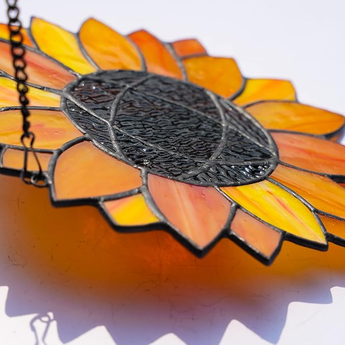 BOXCASA Sunflower Gifts Stained Glass Window Hangings,Sunflower Suncatcher Best Teacher Gifts for Women,Sunflower Decor Suncatcher for Window,Home Decor,Gift for Teacher Mother Grandma
