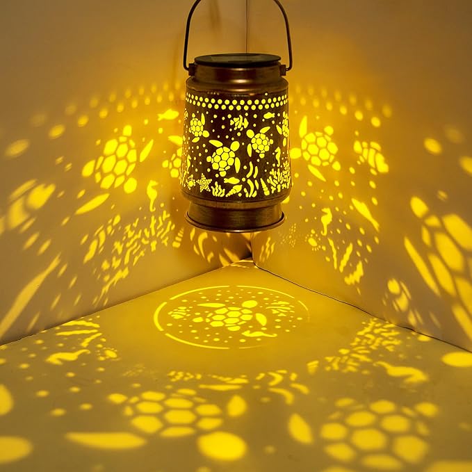 kyoryuger Sea Turtle Solar Lanterns Outdoor Turtle Gifts for Women Mom Grandma, Turtle Lovers Gifts, Birthaday for Mom Metal Decorative Lanterns for Yard Patio Lawn Solar Garden Decor