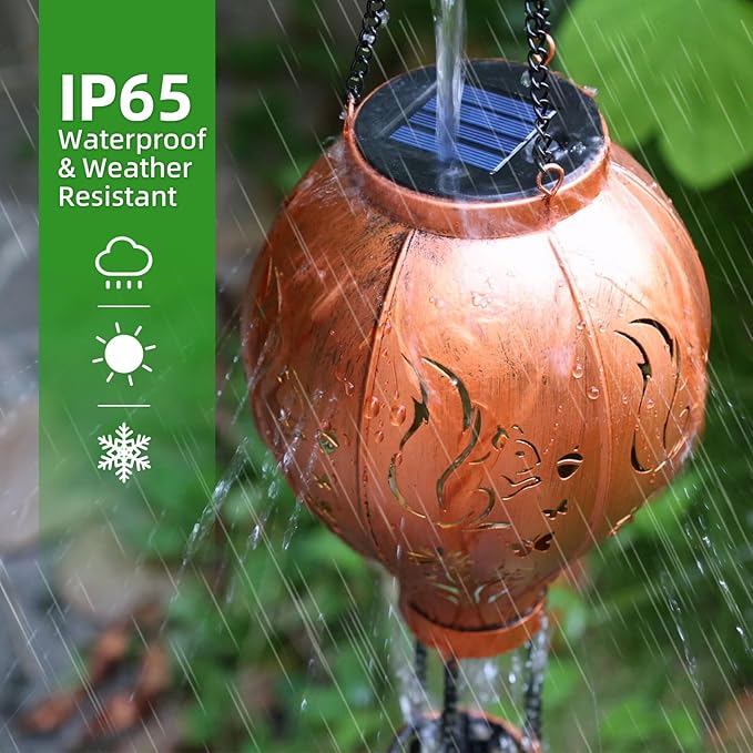 Squirrel Solar Lights Outdoor Waterproof Hot Air Balloon Metal Hanging LED Lantern Decoration Garden,Patio,Yard,Porch for Christmas Decor Gifts for Women Mom Friends