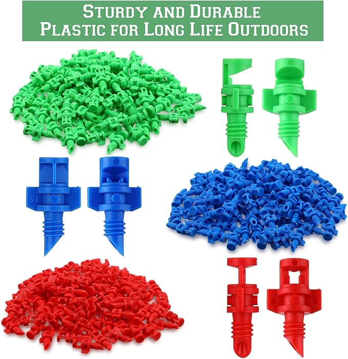 300 Pcs Misting Nozzle Sprayer 90/180/360 Degree Atomizing Micro Sprinklers Drip Ring Irrigation Emitters Sprinkler Nozzle Refraction Drip Emitters for Garden Agriculture Lawn