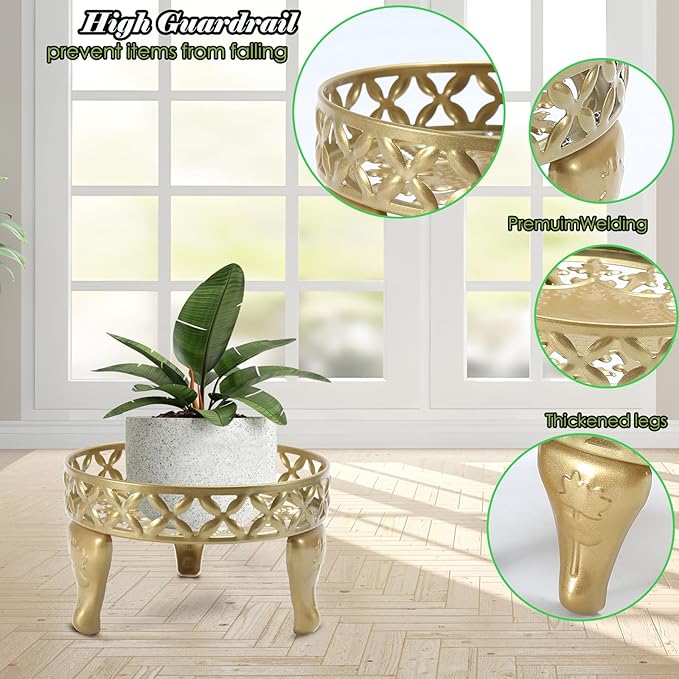 2 Pack Plant Stand, Anti-Rust Planter Stands for Indoor Plants, Metal Plant Stands Outdoor, Round Flower Pot Stands for Multiple Plants, Display Shelves Potted Plant Holders for Garden Patio