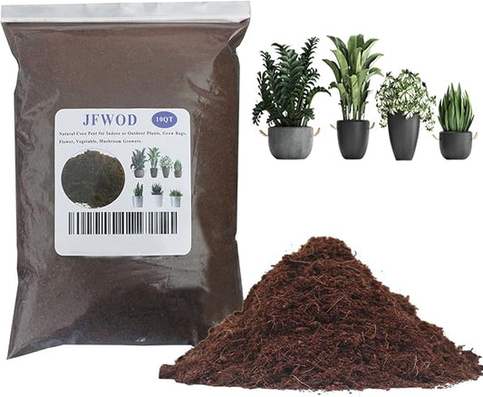 10 Quart Loose Coco Coir Potting Soil for Planting, Coconut Coir with Low EC and pH Balance for Gardening Plants, Flowers Herbs, Vegetables, Terrariums and Reptile Tanks
