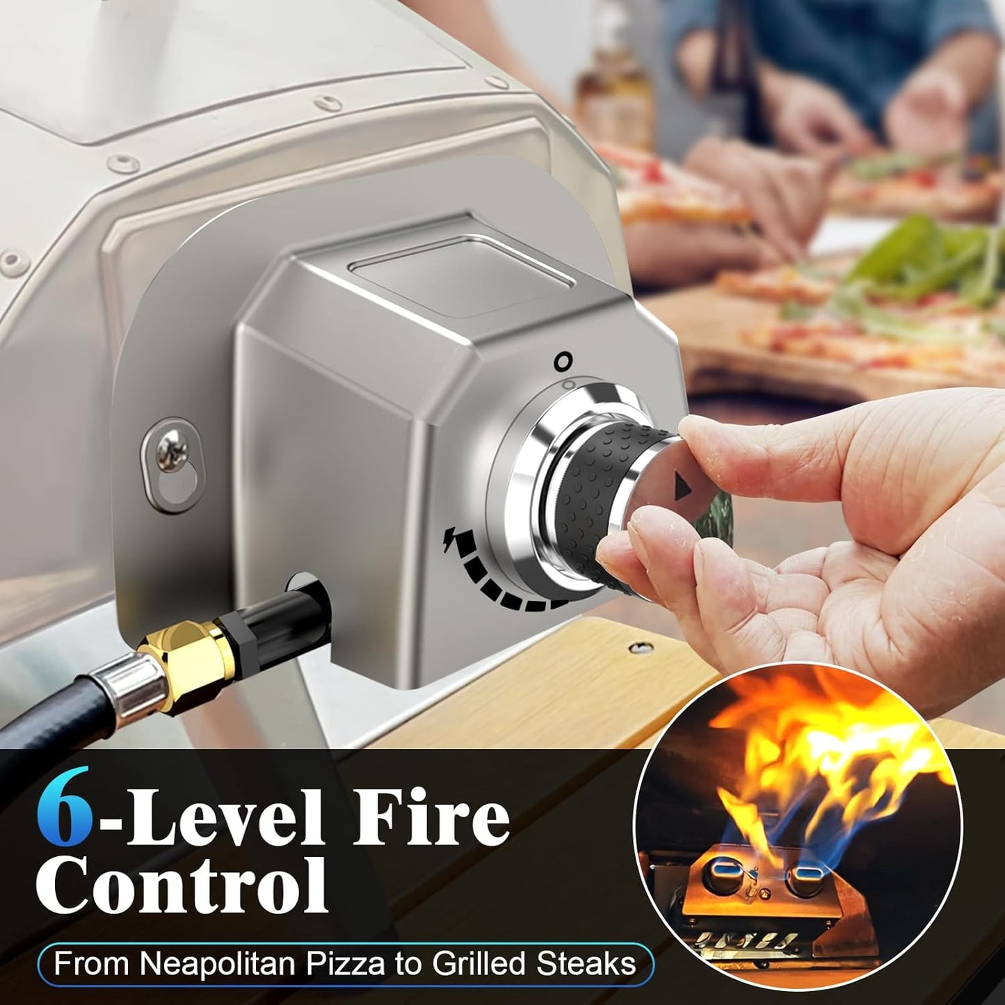 Uniflasy Gas Burner for Ooni Pizza Oven Accessories, for Ooni Karu 12 Gas Burner Attachment, Replace for 12G Adapter, for Fyra 12 with Propane Conversion Kit, fits Bighorn Outdoors Pizza Oven 12"