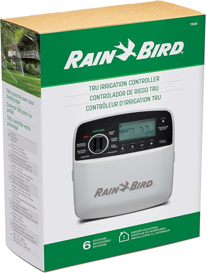 Rain Bird TRU6I Program-Based Indoor Irrigation Sprinkler Controller/Timer, WiFi Ready, 6-Zone/Station