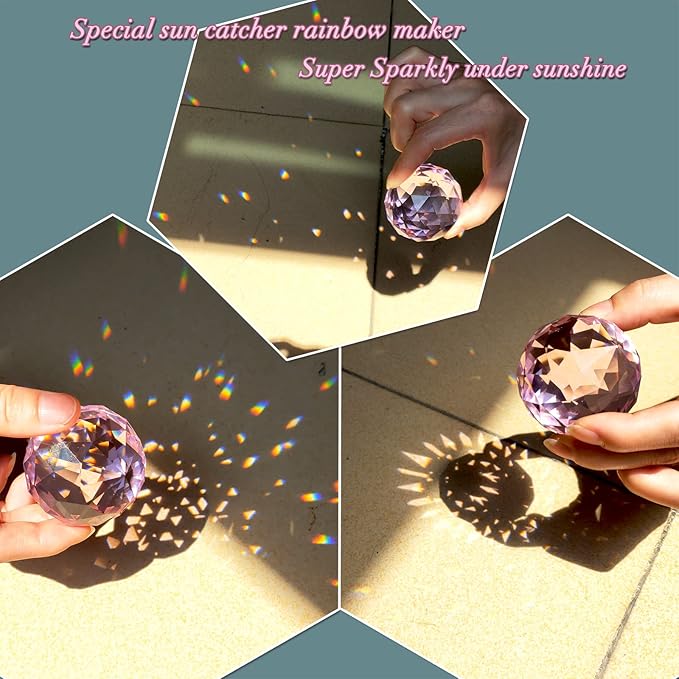 Gazing Ball Spiral Tail, Spiral Wind Spinners with Pink Crystal Orb with Swivel Hook, Suncatcher Rainbow Maker Hanging Garden Ornament Outdoor Decoration Indoor Outdoor Decor 13 inch Height