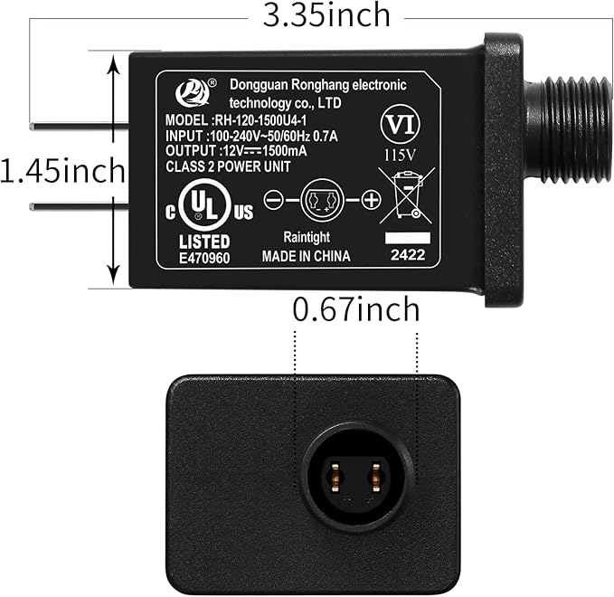 Replacement Yard Inflatable Adapter Power Supply Adaptor - 12V 1.5A 1Pcs - Inflatable Plug Replacement Class 2 Power Supply - for Halloween Yard Blow Up Decorations