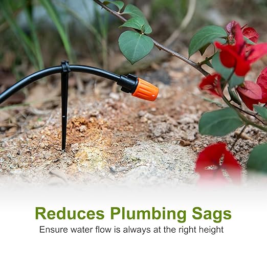 CHANGE MOORE 50 Pcs Drip Irrigation Stakes Universal Drip Tubing Hold Stakes, Plastic Garden Water Pipe Support Drip System Parts, Securing Pegs for Drip Irrigation Line,Greenhouse