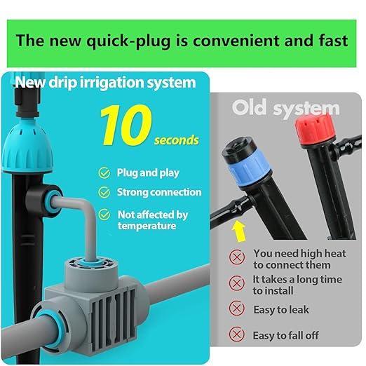 Irrigation Parts 8Pack1/2 "Pipe to 1/4" Barb Free Tee Irrigation Connector,1 Elbow Fitting,1 Plug Leak Free Fitting for Sprinklers or Drip Irrigation Systems,Gray