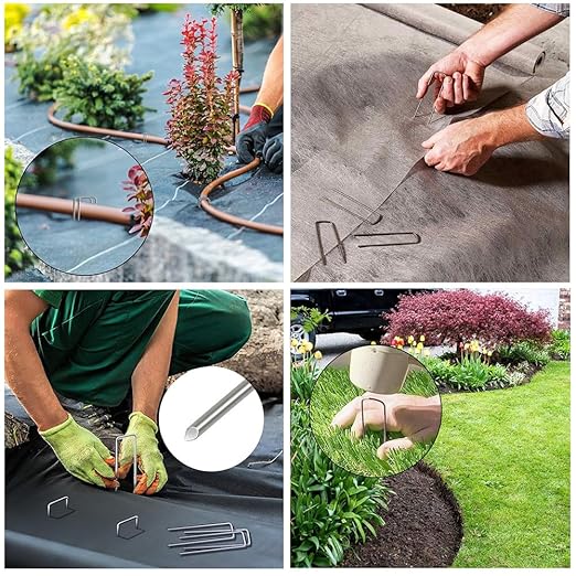 20 Pack 4 Inch Landscape Staples, Heavy Duty Garden Stakes Galvanized Garden Staples Pins, Anti-Rust Ground Stakes for Weed Barrier, Irrigation Tubing, Yard Lawn, Landscape Fabric