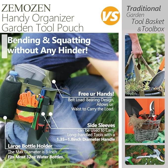 Gardening Apron Garden Tool Belt Set - Garden Apron Gardening Tool Belt Garden Aprons for Women with Pockets Gardening Apron with Pockets for Women, Great Gardening Gifts for Women Gifts for Gardeners