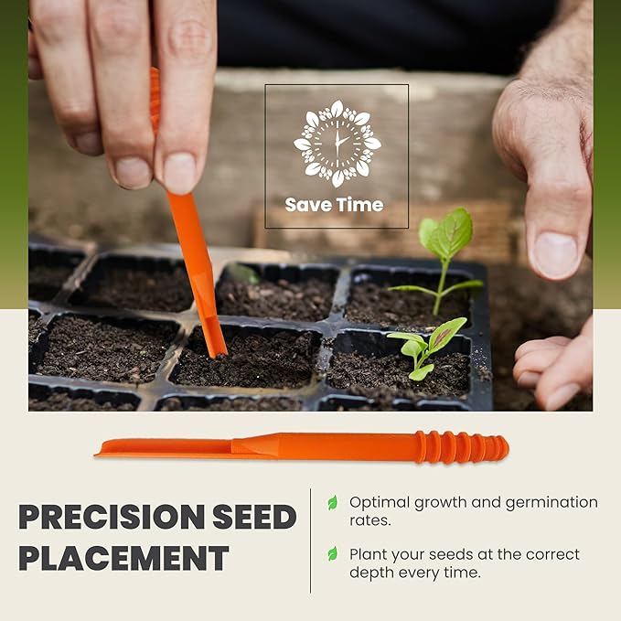 Dibby Seed Sowing Garden Tool Dibber Planter Transplanter – Sow Seeds at the Right Depth – Easily Transplant Delicate Seedlings (Little Dibby) Pink