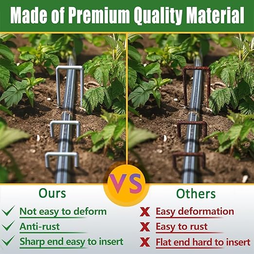 20 Pack 4 Inch Landscape Staples, Heavy Duty Garden Stakes Galvanized Garden Staples Pins, Anti-Rust Ground Stakes for Weed Barrier, Irrigation Tubing, Yard Lawn, Landscape Fabric