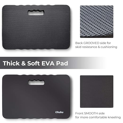 Ohuhu Extra Thick Kneeling Pad, 17x11x1.5 Inch Gardening Knee Pads Kneeling Foam Mat with Comfortable Surface, Water Resistant Large Knee Cushion Supplies for Garden Work Baby Bath Yoga Exercise