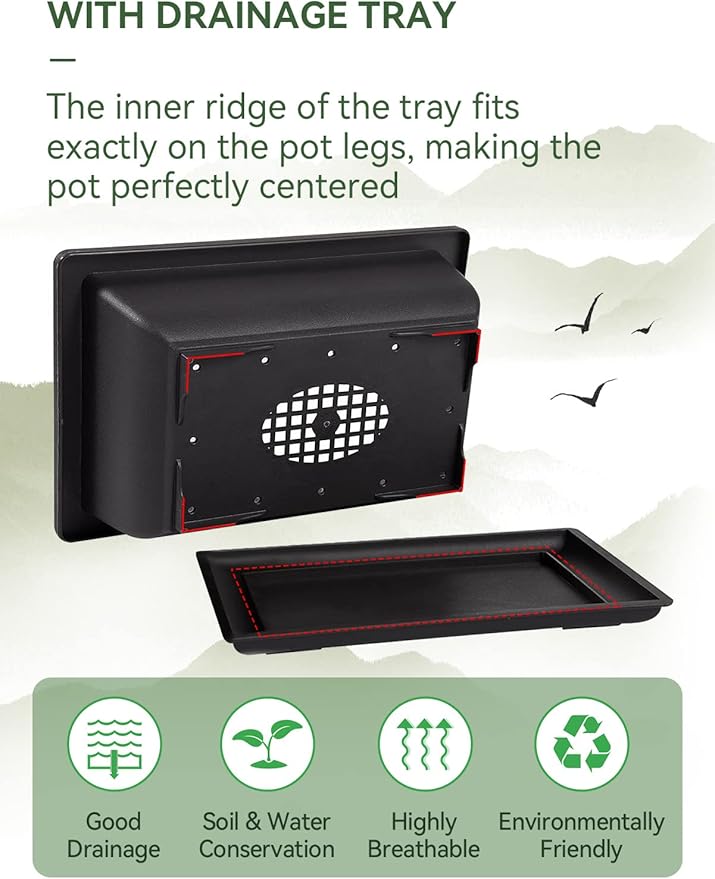 8 Packs Bonsai Training Pot with Humidity Tray - 6.5in & 9in Training Nursery Pots Kit, Plastic Plants Growing Planter with Drainage Tray, Indoor Succulents Decor Garden