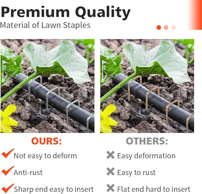 Landscape Staples, Galvanized Garden Stakes, Plant Cover Staples, 10 Pack 6 Inch 11 Gauge Garden Staples, Anti-Rust Ground Sod Pins Lawn Yard Stakes for Securing Weed Fabric Irrigation Tubing