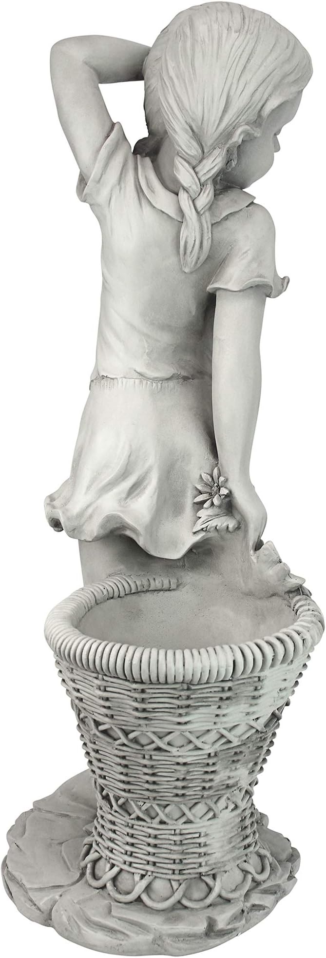 Design Toscano Frances the Flower Girl Outdoor Garden Statue with Planter, 21 Inch Tall, Cast Stone Resin, Antique Stone Finish