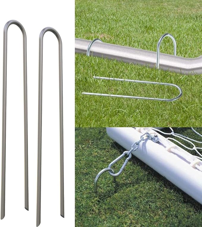 MySit 100 Pack 6 Inch Garden Stakes Heavy Duty 11 Gauge Galvanized Yard Staples U Pegs Fences Drip Irrigation Securing Stakes 1/2-Inch to 1-5/8-Inch Loop Stake for Anchoring Lawn Drippers Soaker Hose