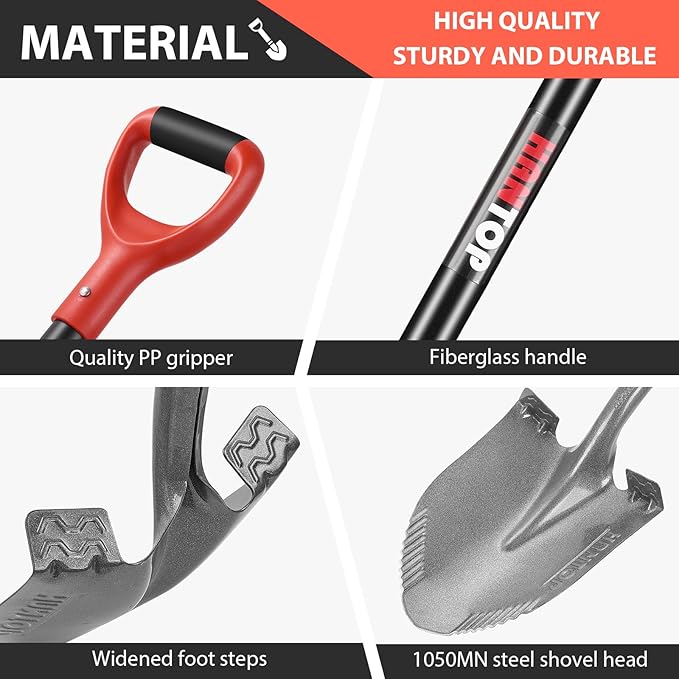 Digging Shovel Round Garden Shovel Heavy Duty Trenching Shovel for Gardening, Landscaping, Construction, 43 inches