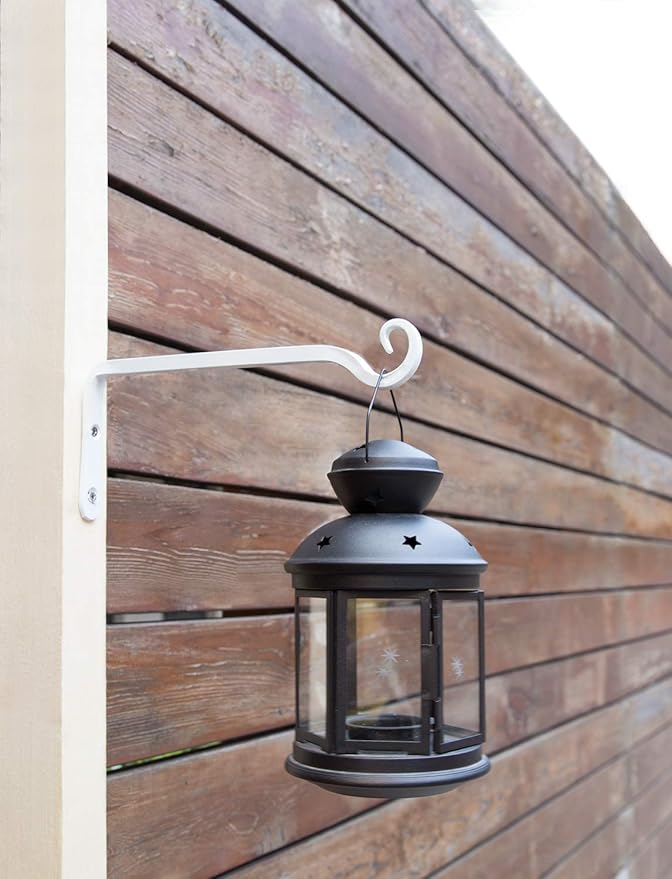 Mkono Hanging Plant Bracket 10 inch Metal Wall Plant Hook Decorative Plant Hanger for Bird Feeders, Planters, Lanterns, Wind Chimes, Home Decor Indoor Outdoor 4 Pack,White