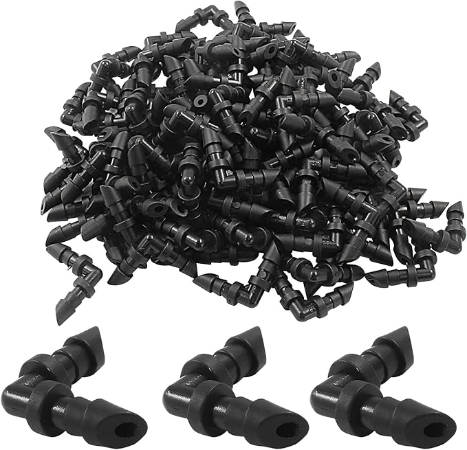 100 Pcs Drip Irrigation Elbow Fittings, Barbed Elbow Connectors Fits Universal 1/4 Inch Drip Tubing,Irrigation Elbow for Drip or Sprinkler System(Black)