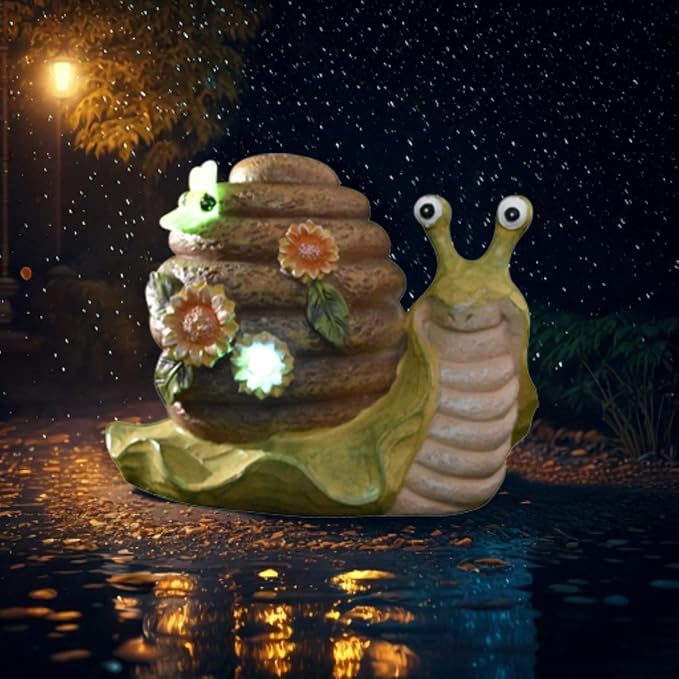 Solar Garden Outdoor Decor Snail Figurine with Lights, Outside - Ideal Outdoor Decorations for Yard, Lawn & Pathway Walkway Ornaments Clearance Housewarming Gifts for Mom Grandma Birthday (Yellow)