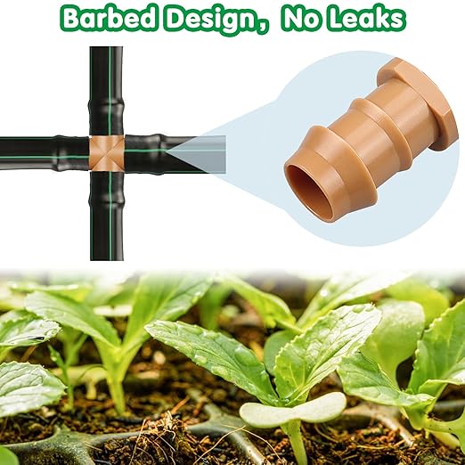 12-Pack Drip Irrigation Barbed Cross Connectors, 1/2 Inch Drip Line 4 Way Couplings for 1/2" Drip Irrigation Tubing, Barbed 4-Way Connectors for Drip Irrigation Watering System