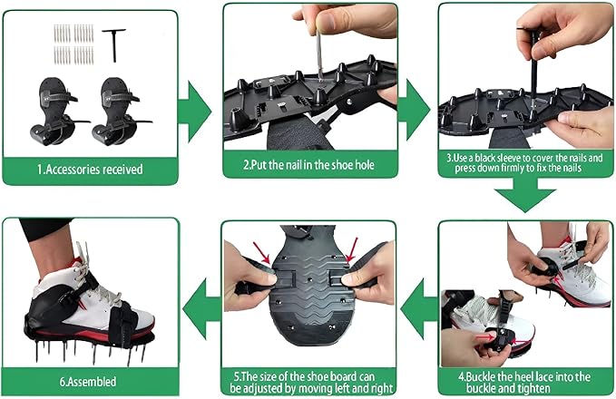 Lawn Aerator Shoes- with Upgraded Strap Design and Non-Slip Adjustable Snap-Soil Yard Aerator Tool for Aerating Patio Garden-Pre-Assembled Grass Aerator Shoes for Lawn