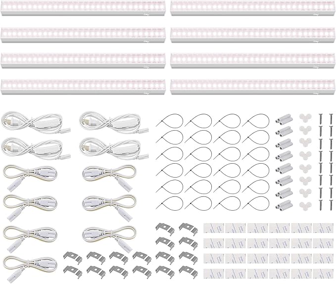 Barrina Grow Lights for Indoor Plants, Full Spectrum Sunlight, 1ft Plant Light for Indoor Growing, LED Grow Light Bulbs, T5 Grow Light Strip, Plug and Play, Pinkish White, 8-Pack