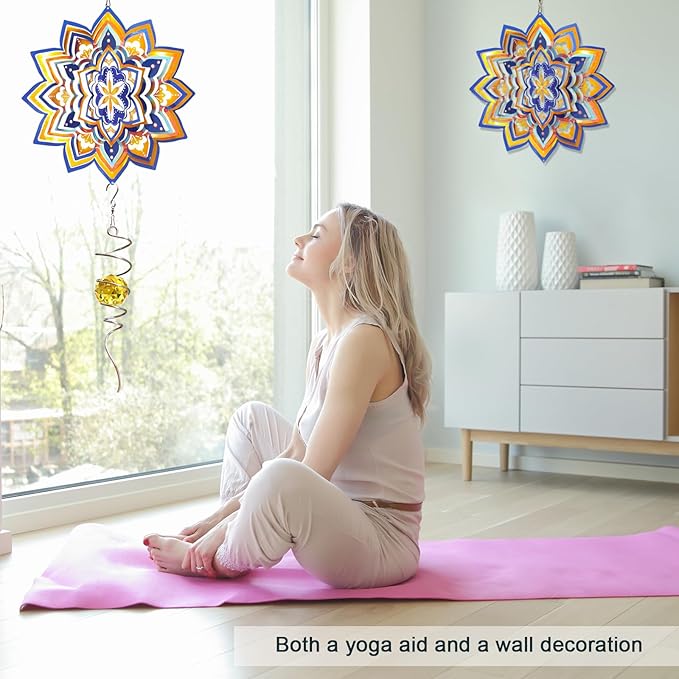 3D Wind Spinner Starry Sky Mandala Wind Spinners Outdoor, Laser Cut Metal Hanging Wind Sculptures, Kinetic Whirling Art Ornament Outside Garden Decoration Yard Decor, Meaningful Gift Ideas