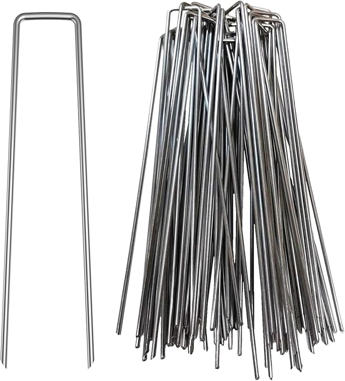 30Pcs 12inch Extra-Long U-Shaped Garden Securing Pegs,Anti-Rust Garden Stake for Dog Fences,Securing Weed Barrier Fabric Netting, Irrigation Hoses, Ground Sheets and Fleece,etc