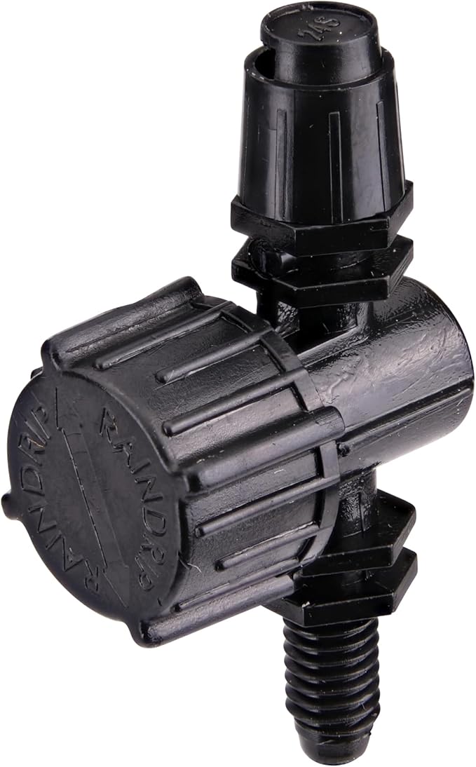 Raindrip R191CT, Adjustable Flow Micro Sprinkler, Quarter-Circle Pattern, Fan Spray, with 10-32 Threaded Inlet, Drip Irrigation Emitters for Drip Irrigation Gardening Systems, 5-Pack, Black