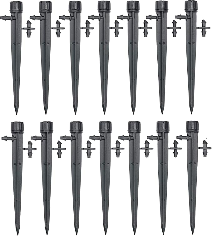 50 Pcs 360 Degree Adjustable Wate Flow Irrigation Drippers on Stake Emitters